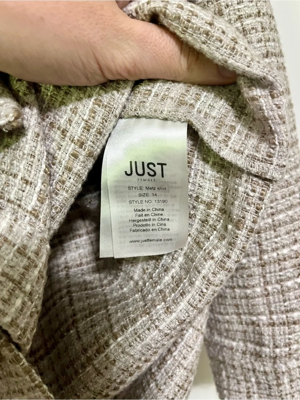 Anthropologie Just Female Neutral Beige Textured Utility Shacket Size 34 Medium